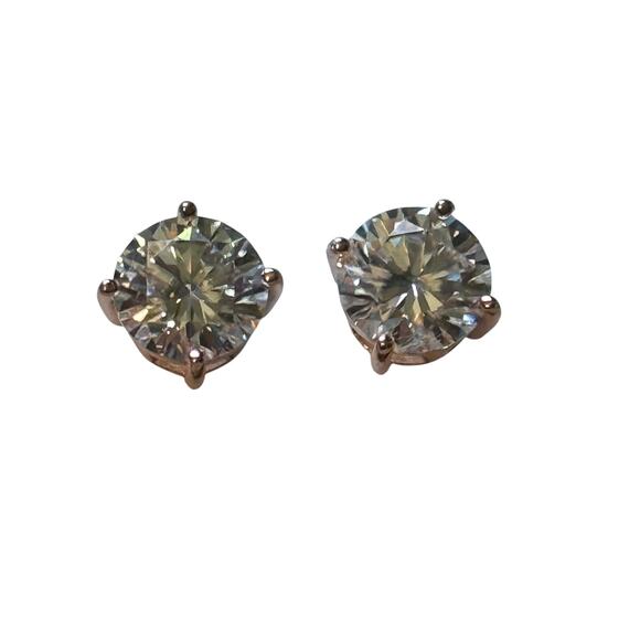 925 SS Rose Gold Moissanite Stud Earrings 10MM PP 8.00 CT VVSD Color - Picture 6 of 6